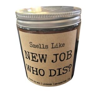 New Organic Soy Candle Smells Like New Job Lavender 60 Hour Burn Time 8oz Gift